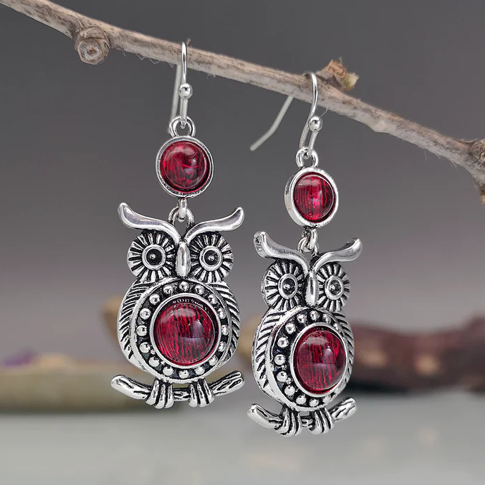 Orecchini Vintage a Gufo Rosso