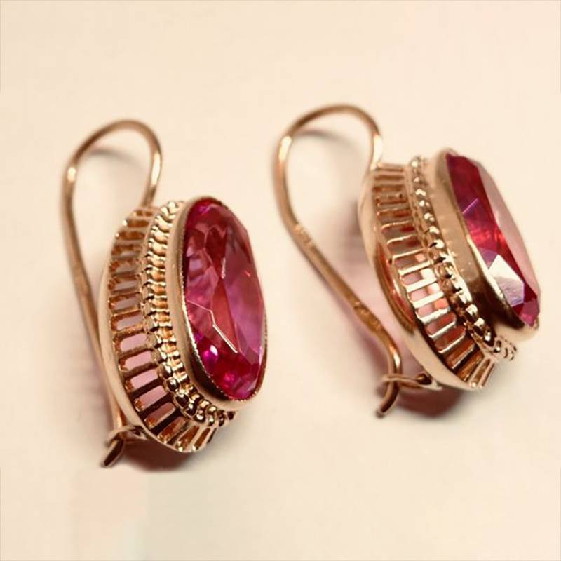 Orecchini Vintage in Cristallo Rosa