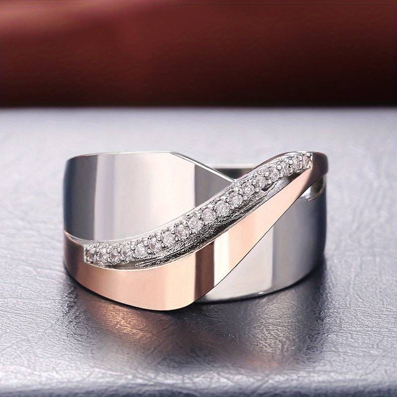 Anello in Zirconia Vintage Oro Rosa e color argento