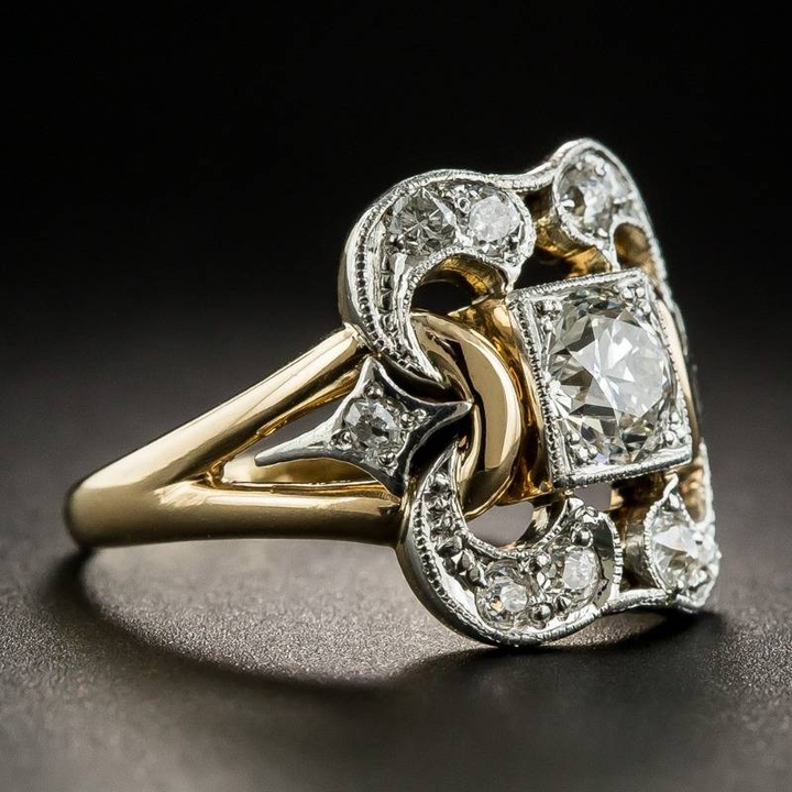 Anello Vintage in Zirconia Oro