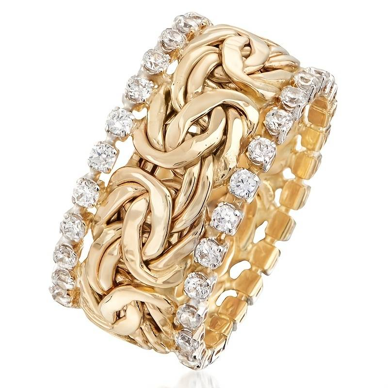 Anello in Zirconia Intrecciato Oro Vintage