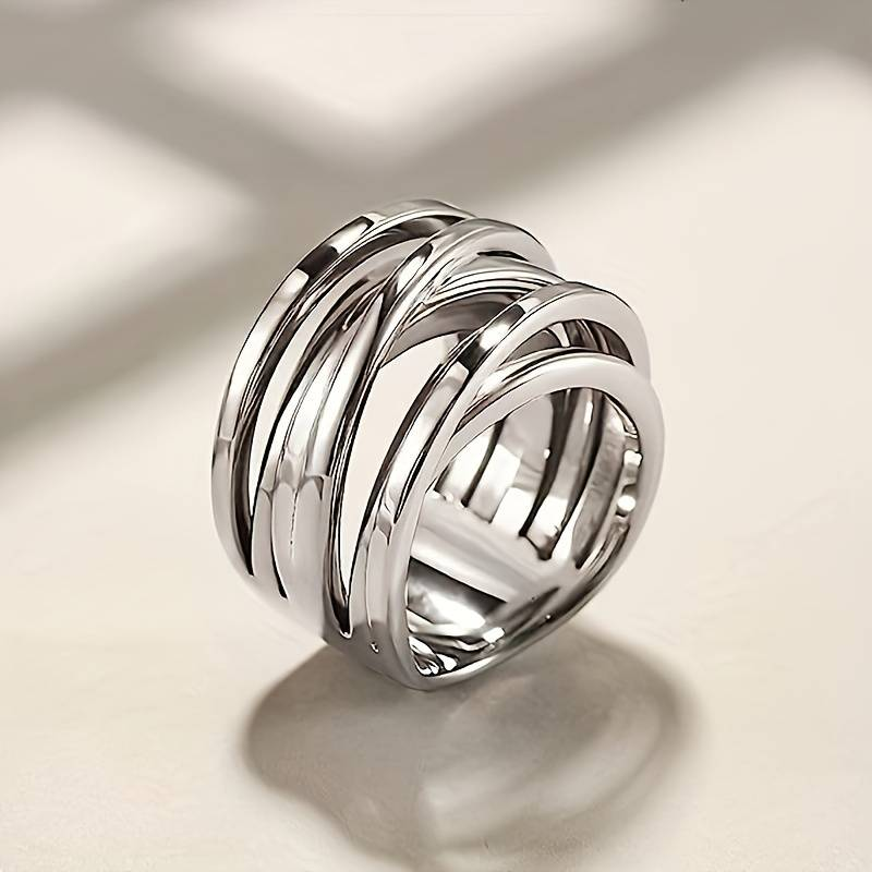Anello Vintage a Strati color argento