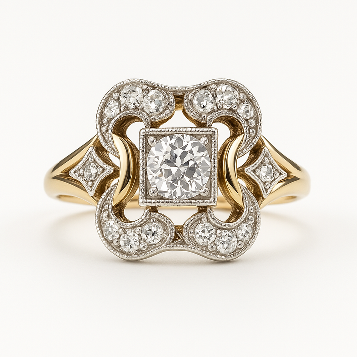 Anello Vintage in Zirconia Dorata