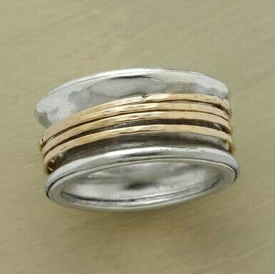 Anello color argento Vintage con Filo color oro
