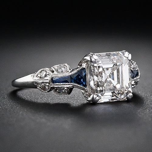 Brillante Anello Vintage in Blu e color argento