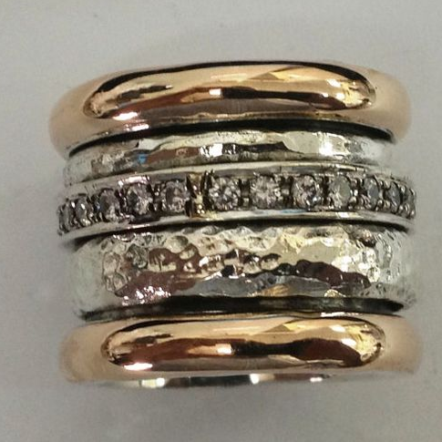 Anello Vintage spesso a strati color oro