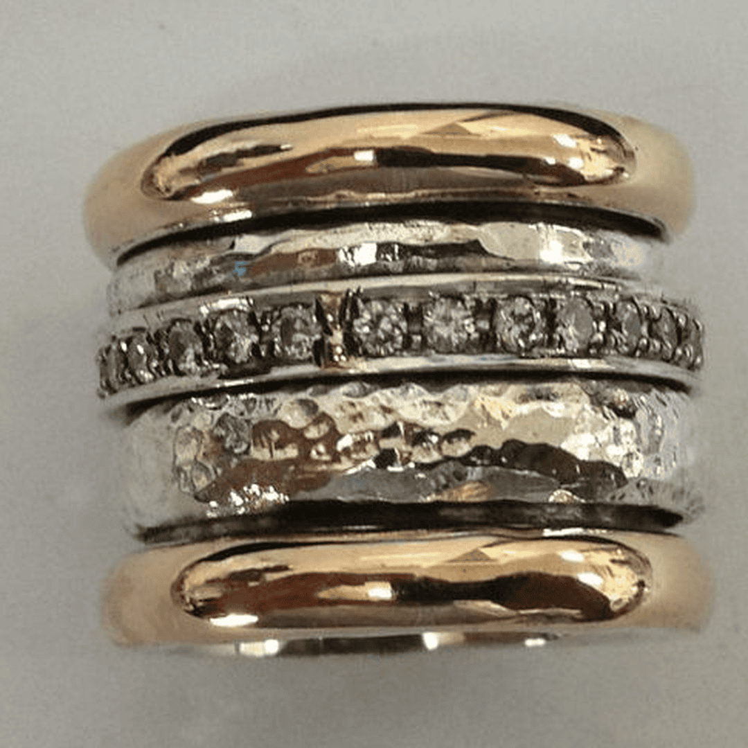 Anello Vintage Spesso in Oro e Argento