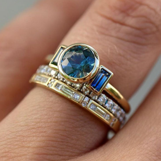 Set di Anelli Eleganti Blu Vintage