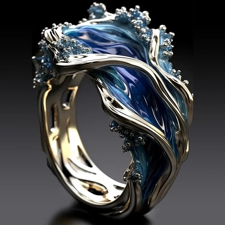 Anello Retro Golden Wave Ocean