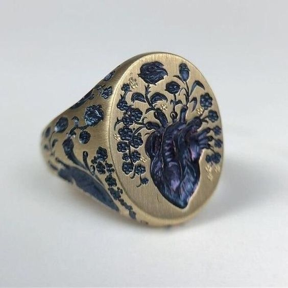 Anello Vintage Oro Blu Fiore