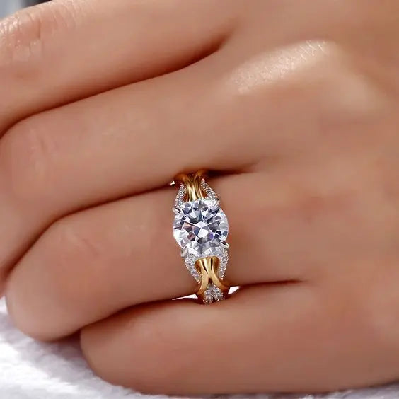 Anello Vintage color oro e color argento con Cristalli