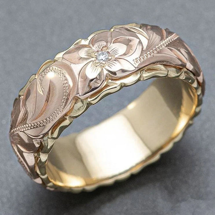 Anello color oro con Fiore di Rosa Vintage