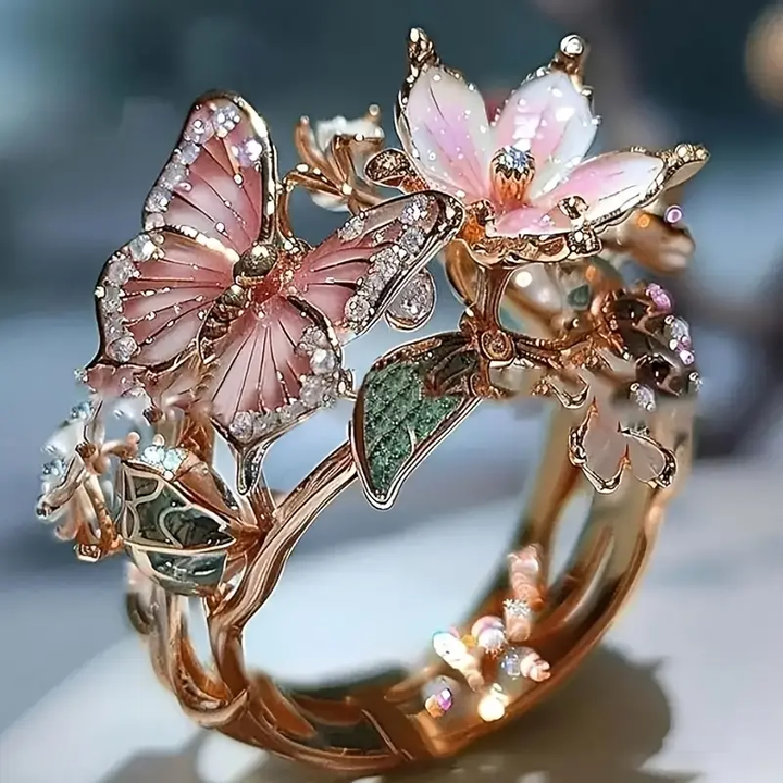Anello in Zirconia con Farfalla Naturale