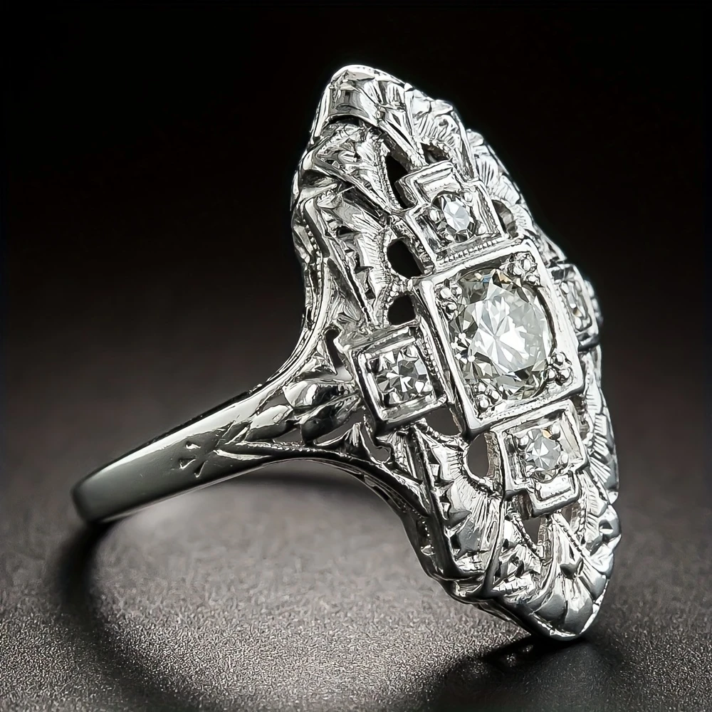 Anello Vintage Ovale color argento Lucido