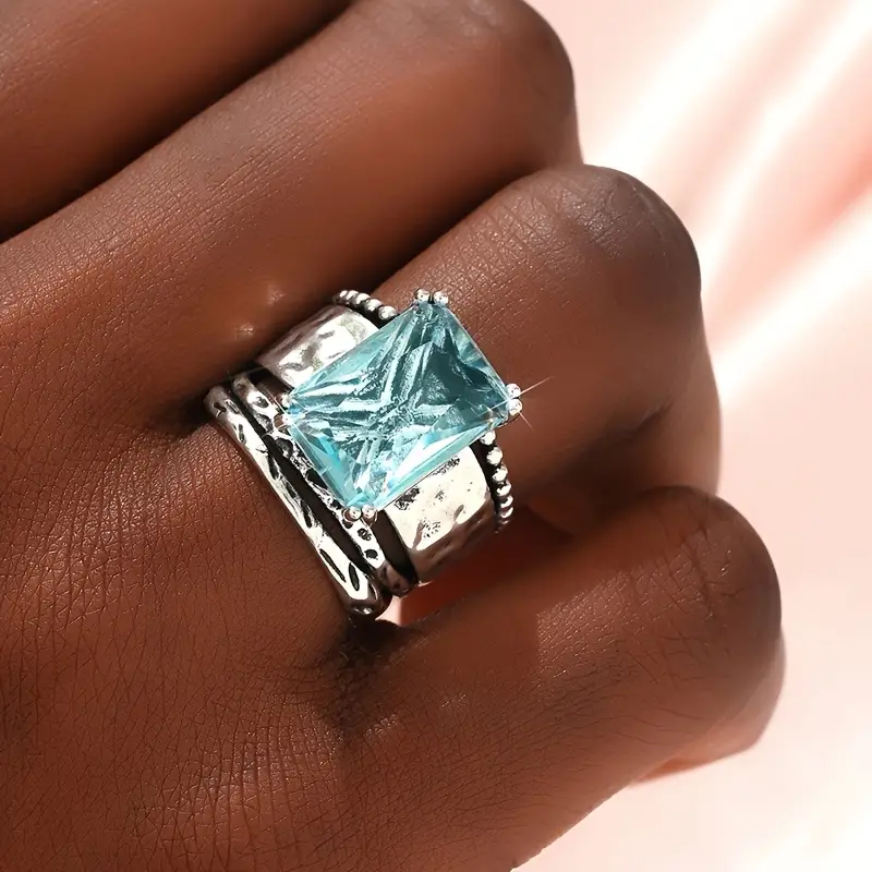 Anello in Vetro Oceanico Silverato