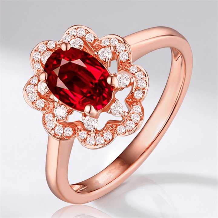 ANELLO HALO color oro ROSA CON Pietra Rossa ROSSO