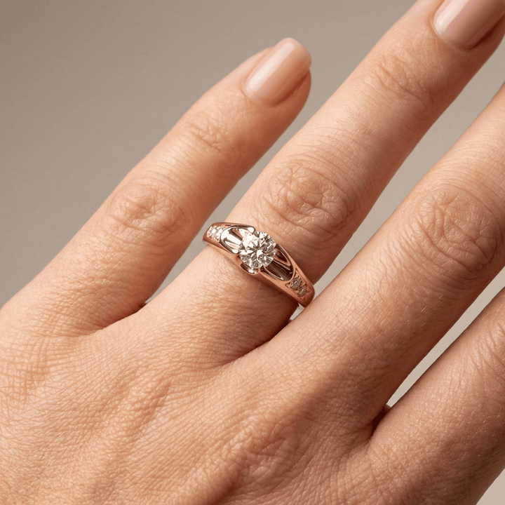 ANELLO SOLITARIO IN ZIRCONIA ORO ROSA CLASSICO