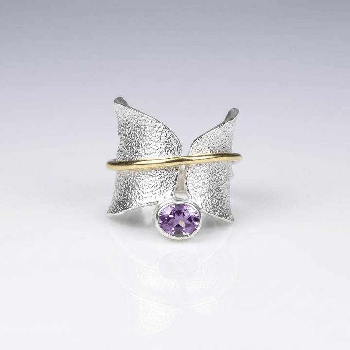 ANELLO FARFALLA IN AMETISTA ARGENTO & ORO
