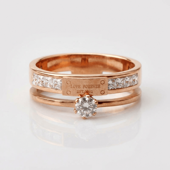 ANELLO DOPPIO color oro ROSA AMORE PER SEMPRE