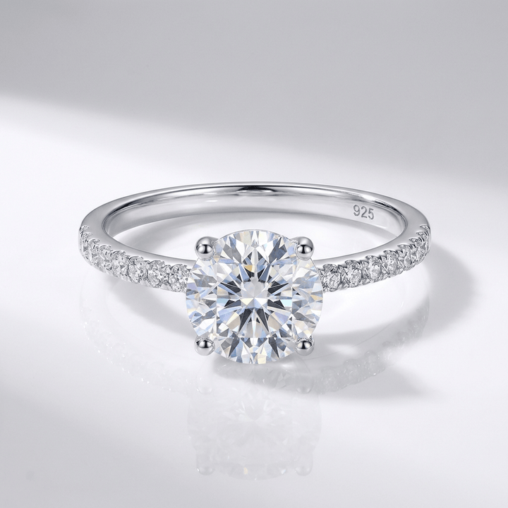 ANELLO color argento CON ZIRCONIA TONDA CLASSICA
