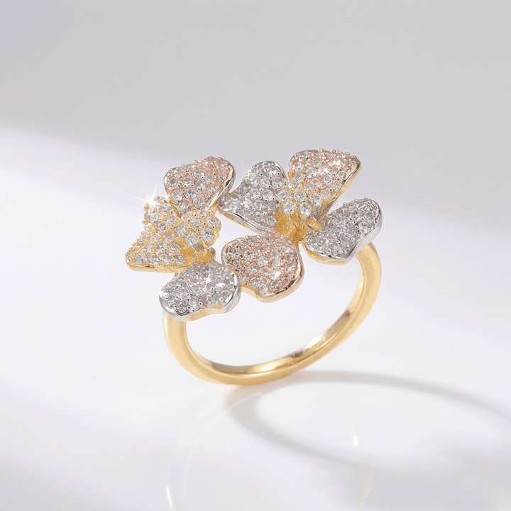 ANELLO TRIPLO FARFALLA CRISTALLO ORO