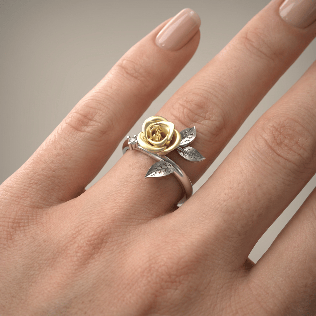 ANELLO CON ROSA GIALLO ARGENTO