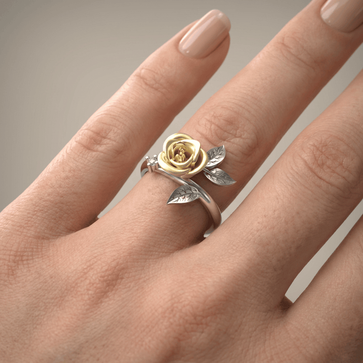 ANELLO CON ROSA GIALLO ARGENTO