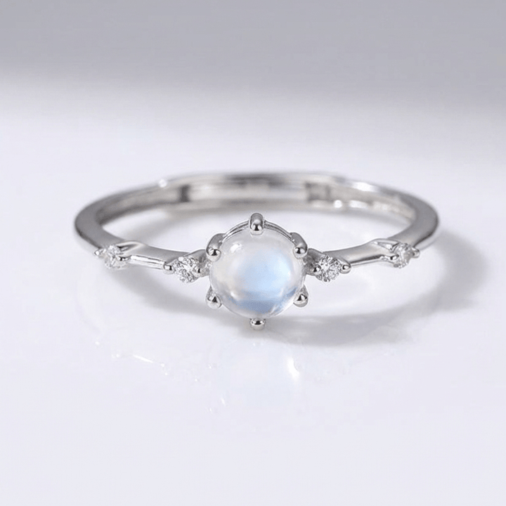 ANELLO VINTAGE color argento CON MOONSTONE - (REGOLABILE)