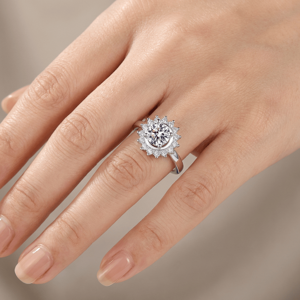 ANELLO A RAGGI DI SOLE IN Zirconia ARGENTO - (REGOLABILE)