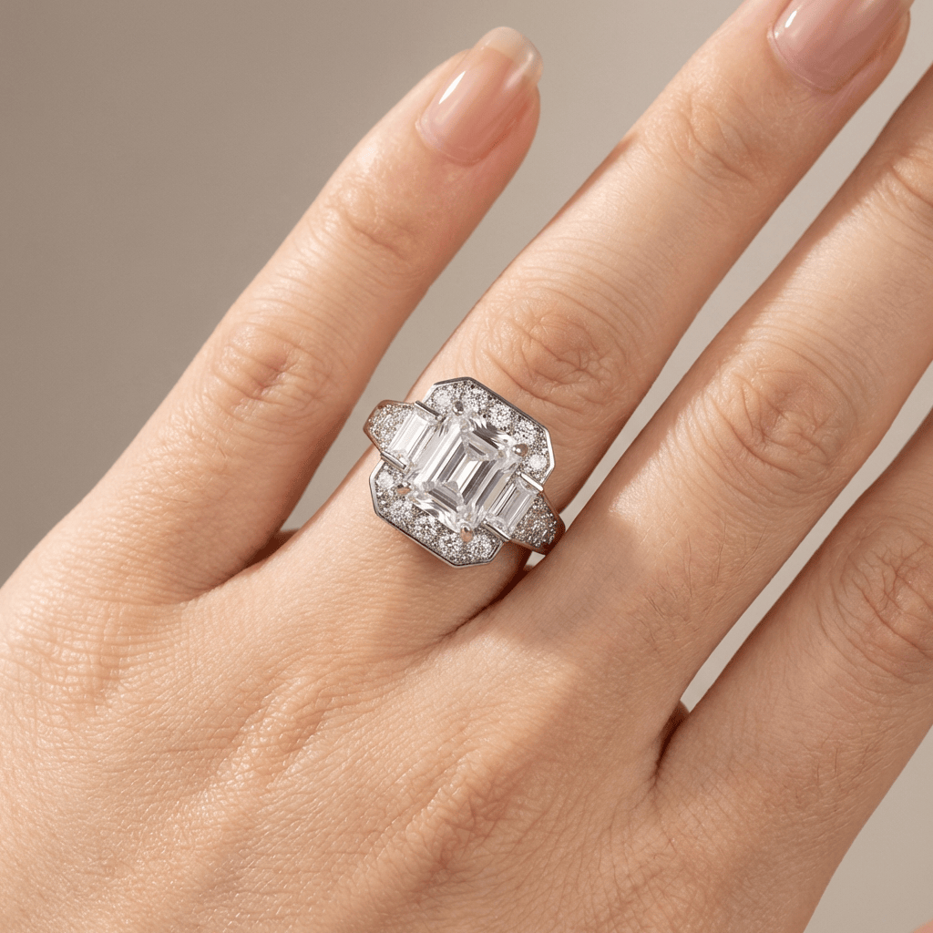 ANELLO RETTANGOLARE IN ZIRCONE ARGENTO