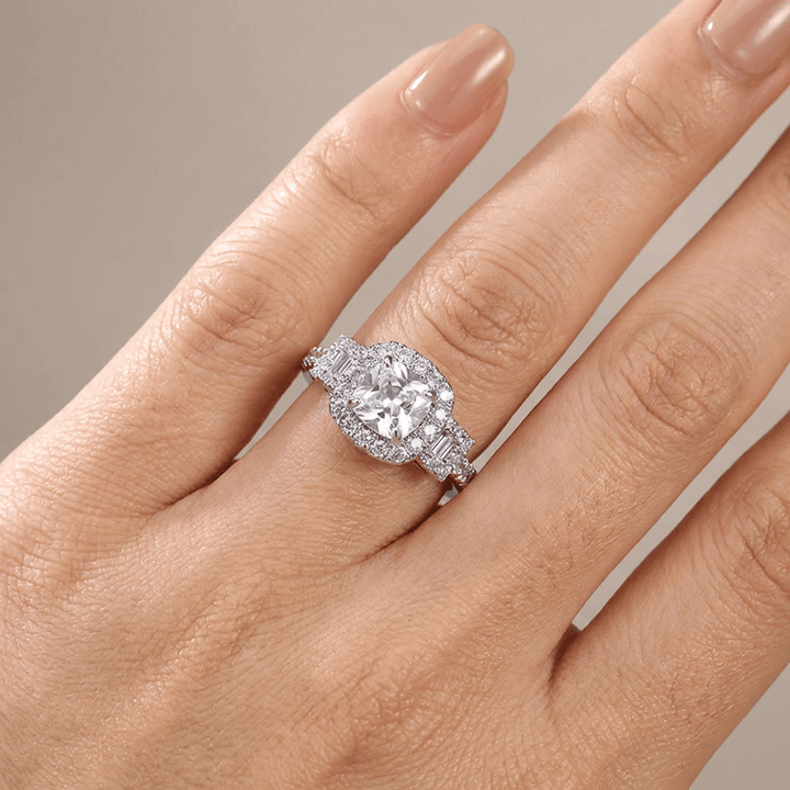 ANELLO HALO IN Zirconia A CUSCINO ARGENTO