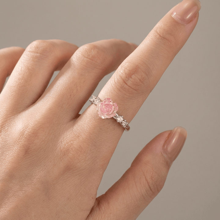 ANELLO Zirconia ROSA ARGENTO - (REGOLABILE)