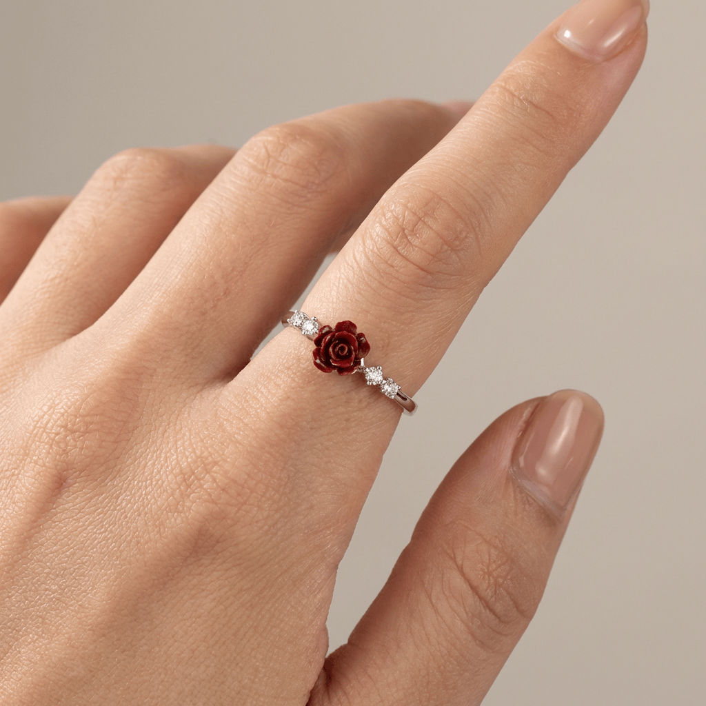 ANELLO Zirconia ROSA ARGENTO - (REGOLABILE)