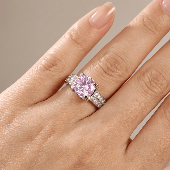 ANELLO SOLITARIO CON Zirconia PAVE TONDO color argento - (REGOLABILE)