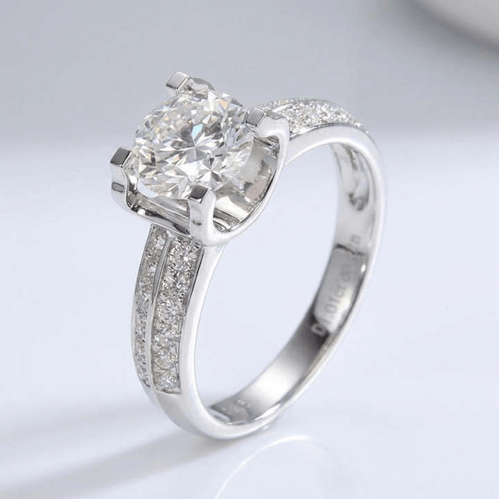 ANELLO SOLITARIO CON Zirconia PAVE TONDO color argento - (REGOLABILE)