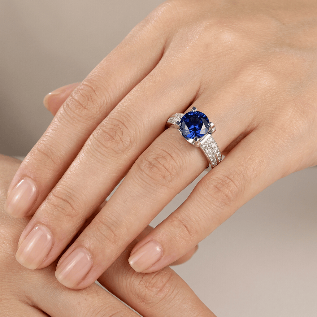 ANELLO SOLITARIO CON Zirconia PAVE TONDO color argento - (REGOLABILE)