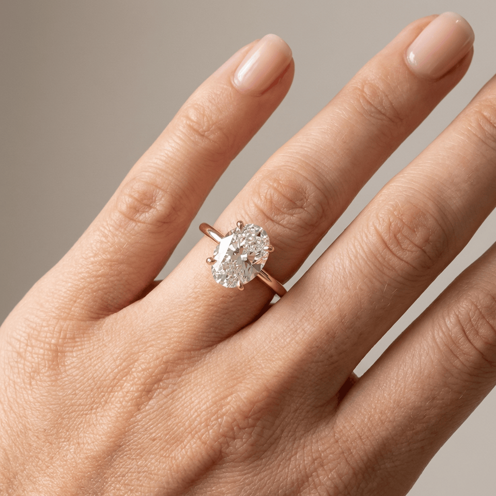 ANELLO SOLITARIO CON Zirconia OVALE D'ORO