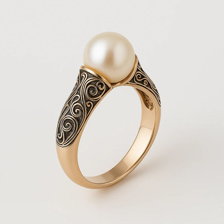 Anello Vintage con Perla Dorata