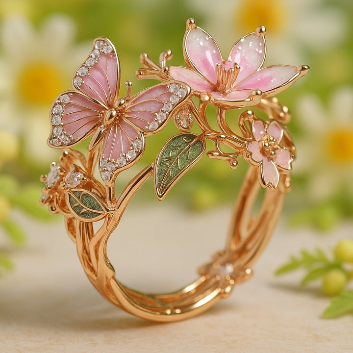 Anello in Zirconia con Farfalla Naturale