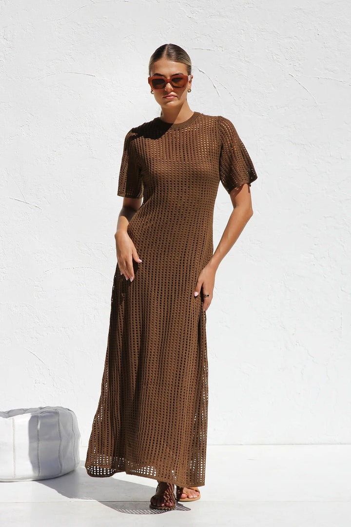 ESSENZIALE - Abito Maxi all'Uncinetto Airlie - Naturale