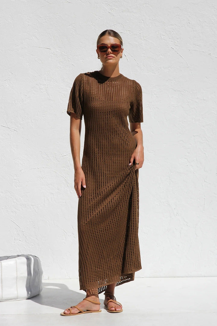 ESSENZIALE - Abito Maxi all'Uncinetto Airlie - Naturale