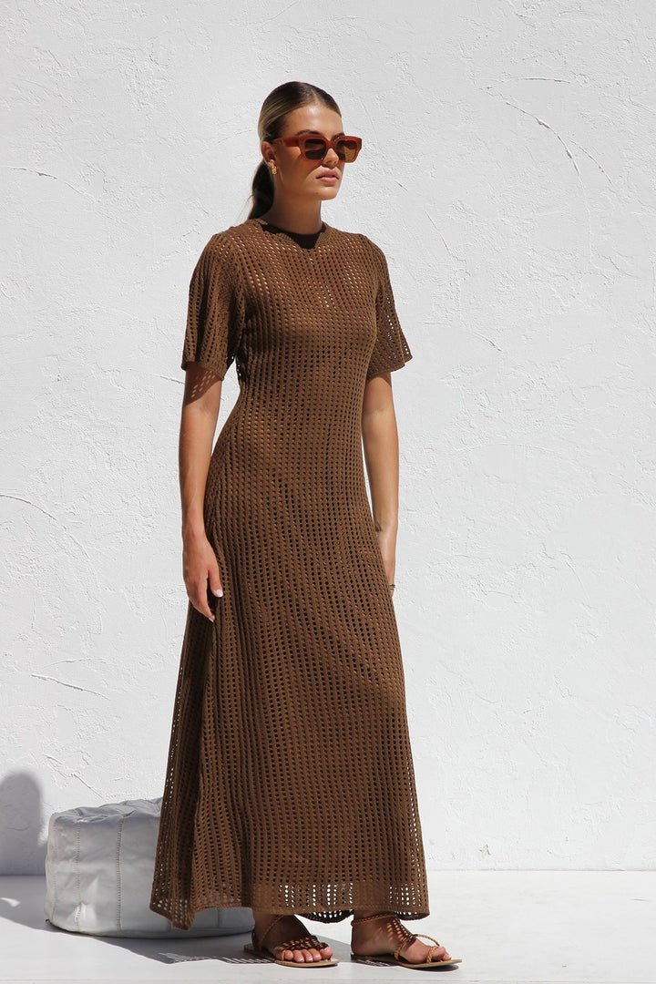 ESSENZIALE - Abito Maxi all'Uncinetto Airlie - Naturale
