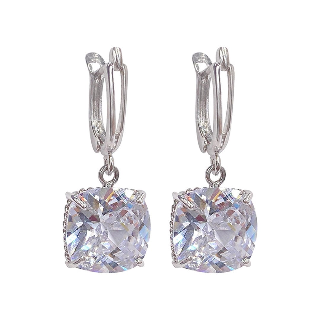 Orecchini a Goccia in Zirconia e color oro Bianco