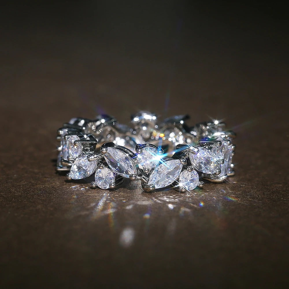 Anello Eternity in Zirconia Marquise e Rotondo Vintage