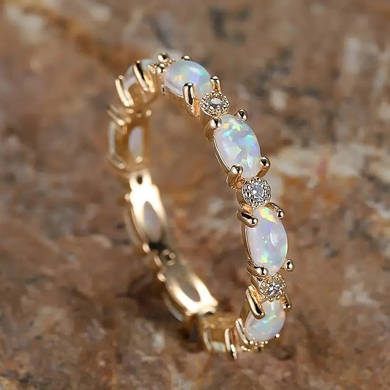 Anello Eternity color oro Vintage con Opale