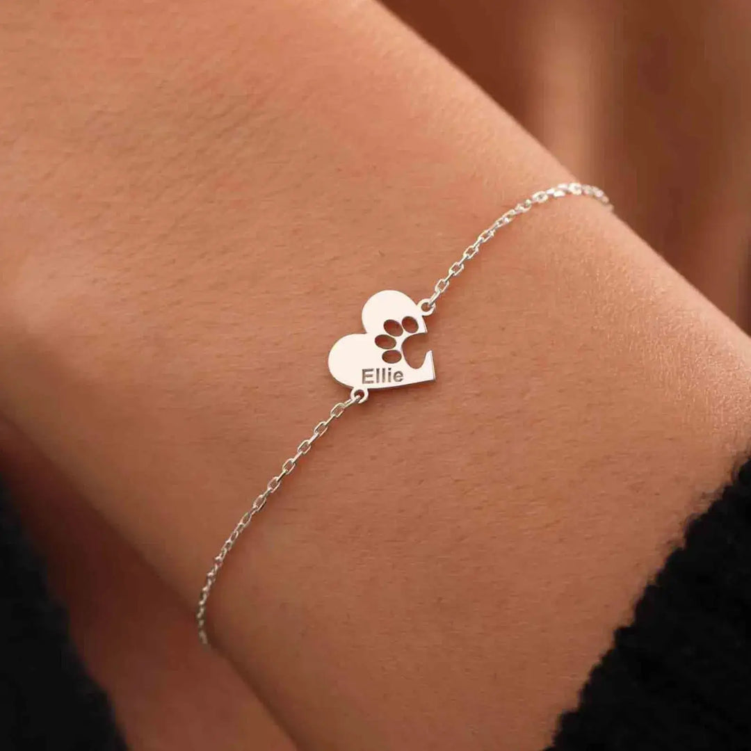 Bracciale Personalizzato con Zampa e Cuore