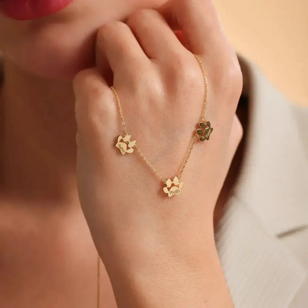 Collana Personalizzata con Nome di Zampa – Zampe Separate