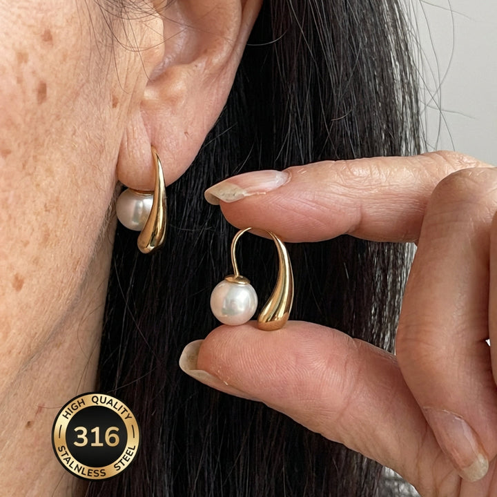 Orecchini Minimalisti con Perla ad Arco