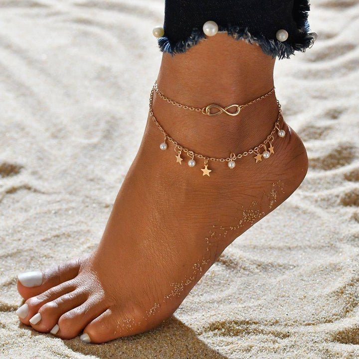 Bracciale Cavigliera Infinity + Perle e Stelle