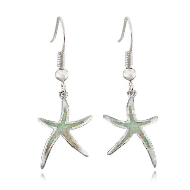 Orecchini a Stella Marina in Opale e color argento